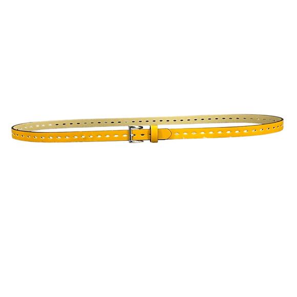 Steve Madden Yellow Tooled Faux Leather Chrome Buckle Belt Women 2X 44” - 48” - Picture 1 of 10